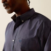 ARIAT Ariat Men's Navy Wrinkle Free Solid Pinpoint Oxford Classic Fit Shirt 