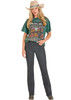 PANHANDLE SLIM Rock & Roll Denim Women's Teal Western Graphic Oversized T Shirt 
