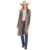 PANHANDLE SLIM Rock & Roll Denim Women's Teal Blue Aztec Knit Duster 