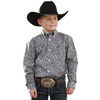 CINCH Cinch Boy's Gray Paisley Print Button Down Western Shirt 