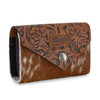 MONTANA WEST Montana West Wrangler Women's Brown Hair-On Cowhide Floral Tooled Wallet 