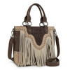 MONTANA WEST Montana West Women's Coffee Trinity Ranch Floral Tooled Fringe Tote/Crossbody 
