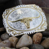 MONTANA SILVERSMITH Montana Silversmiths Men's Gold & Silver Two-tone Cowboy Cameo Longhorn Buckle 