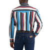 WRANGLER Wrangler Men's Blue Multi Print Vintage Inspired Snap Shirt 