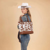Montana West Wrangler Women's Brown Cow Print Tote Bag