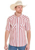 PANHANDLE SLIM Panhandle Slim Men's Red & White Stripe Snap Short Sleeve Shirt 
