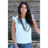 CINCH Cruel Denim Women's Light Blue Ruffled Short Sleeve Blouse 