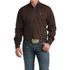 CINCH Cinch Men's Brown Stretch Button Down Long Sleeve Shirt 