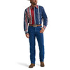 Wrangler Vintage Inspired Multi Stripe Snap Shirt For Men In Red & Blue