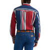 Wrangler Vintage Inspired Multi Stripe Snap Shirt For Men In Red & Blue