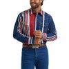 Wrangler Vintage Inspired Multi Stripe Snap Shirt For Men In Red & Blue