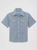 Wrangler Boy's Advanced Comfort Western Snap Shirt In Blue Roads