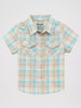 Wrangler Tan Light Short Sleeve Western Snap Shirt For Little Boys
