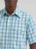 Wrangler Pale Teal Men's Wrinkle Resist Western Plaid Shirt