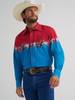 Men's Wrangler Dip Dye Checotah Western Snap Horizontal Print Shirt