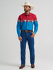 Men's Wrangler Dip Dye Checotah Western Snap Horizontal Print Shirt