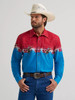 Men's Wrangler Dip Dye Checotah Western Snap Horizontal Print Shirt