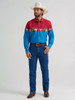 WRANGLER Men's Wrangler Dip Dye Checotah Western Snap Horizontal Print Shirt 