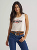 WRANGLER Women's Wrangler Triangle Logo Graphic Ribbed Whisper White Tank 