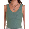 PANHANDLE SLIM Rock & Roll Denim Women's Knit Eyelet Tank Top - Teal 