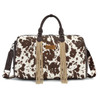 Montana West Wrangler Coffee Cow Print Fringe Duffle/Crossbody