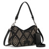 Montana West Wrangler Aztec Black Denim Studded Shoulder Bag For Women