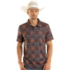 ROCK & ROLL COWBOY Rock & Roll Denim Men's Charcoal Aztec Print Polo 