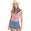 Rock & Roll Denim Women's Americano Print Sleeveless Snap Shirt - Multicolor