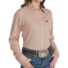CINCH Cinch Arenaflex Geo Peach/Navy Button Down Women's Top 