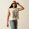 Ariat Women's Ivory Steer Skull Landscape Tank Top