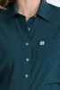 CINCH Cinch Women's Solid Teal Long Sleeve Shirt 
