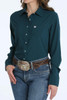 CINCH Cinch Women's Solid Teal Long Sleeve Shirt 