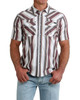 CINCH Cinch Men's Brown & Black Stripe Short Sleeve Shirt - White 