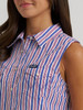WRANGLER Wrangler Women's Blue Stripe Sleeveless Snap Shirt 