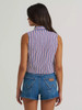 WRANGLER Wrangler Women's Blue Stripe Sleeveless Snap Shirt 