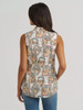 Women's Wrangler Bold Print Sleeveless Western Snap Shirt In Cream