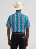 Wrangler Men's Dialed Up Blue Checotah Short Sleeve Western Snap Shirt