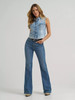 WRANGLER Wrangler Women's Frayed Hem Sleeveless Denim Snap Shirt In Light Denim 