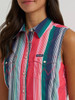 Wrangler Women's Striped Sleeveless Snap Shirt - Pink