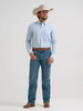 WRANGLER Wrangler Men's Cody Johnson Performance Button Down Shirt - Aqua Hexagon 