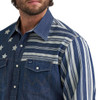 WRANGLER Wrangler Men's Vintage Inspired American Flag Print Shirt - Indigo 