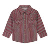 Wrangler Little Boy's Red Striped Long Sleeve Snap Shirt