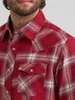 WRANGLER Wrangler Men's Retro Flannel Western Snap Plaid Shirt - Hearth Red 