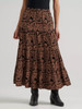 Women's Wrangler Black Printed Tiered Maxi Skirt