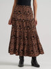 WRANGLER Women's Wrangler Black Printed Tiered Maxi Skirt 