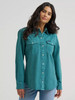 Women's Wrangler Colorwash Iconic Snap Shirt In Turquoise