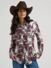 Women's Wrangler Bold Bucking Cowboy Sierra Snap Shirt - Burgundy