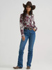 Women's Wrangler Bold Bucking Cowboy Sierra Snap Shirt - Burgundy