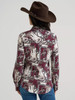 Women's Wrangler Bold Bucking Cowboy Sierra Snap Shirt - Burgundy