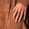 MONTANA SILVERSMITH Montana Silversmiths Boot Stitch Turquoise Open Ring 